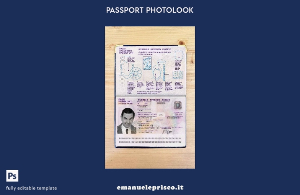 modello di aspetto fotografico del passaporto svedese in stile verificato